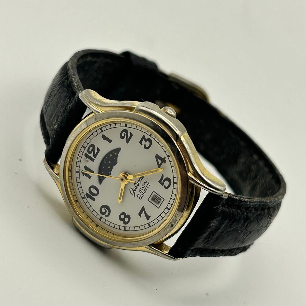 Vintage Elgin Galaxie Quartz Moonphase Date Women’s Watch Working